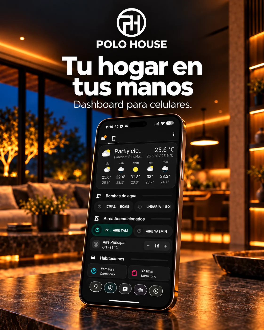 Presentación del dashboard POLO HOUSE para celular